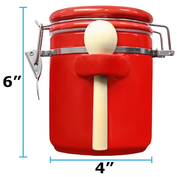 Blue Donuts 33oz Ceramic Airtight Food Storage Kitchen Canister with Spoon, Red - BD3928659