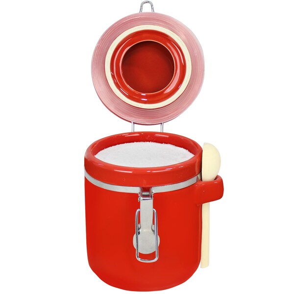 Blue Donuts 33oz Ceramic Airtight Food Storage Kitchen Canister with Spoon, Red - BD3928659