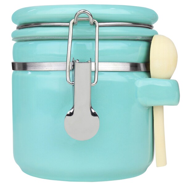 Blue Donuts 25oz Ceramic Airtight Food Storage Canister with Spoon, Turquoise - BD3928636