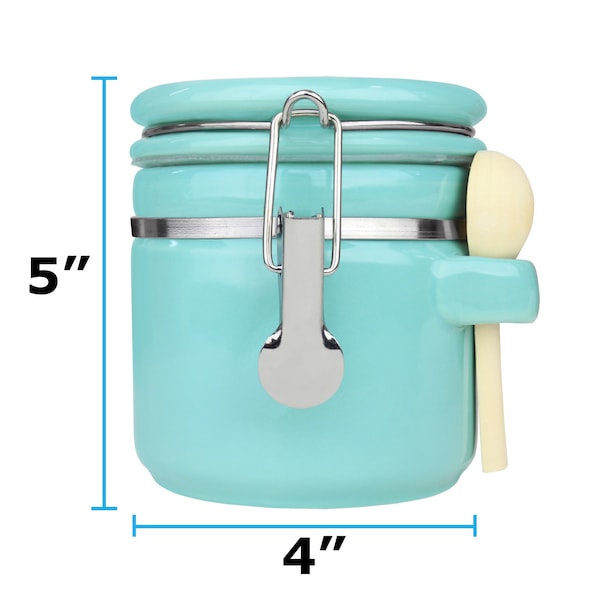 Blue Donuts 25oz Ceramic Airtight Food Storage Canister with Spoon, Turquoise - BD3928636