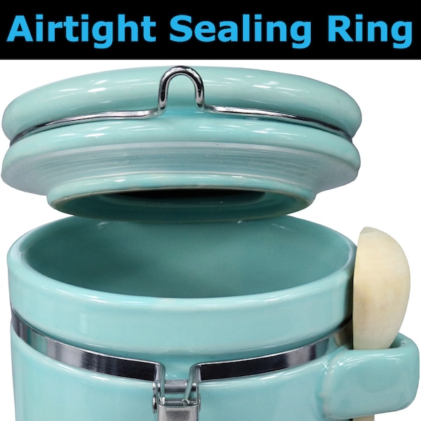 Blue Donuts 25oz Ceramic Airtight Food Storage Canister with Spoon, Turquoise - BD3928636