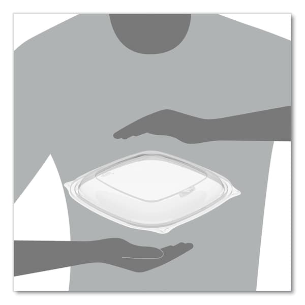 Dart PresentaBowls Pro Clear Square Bowl Lids, Large Vented Square, 8.5 x 8.5 x 1, Clear, PK252, 252PK - PP2464BDL