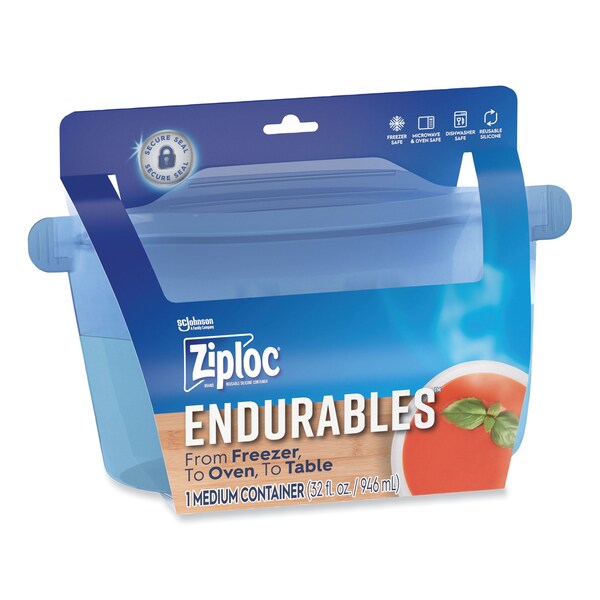 Ziploc Endurables Resusable Silicone Container, 4 Cups, 5.4 x 4.5 x 8.4, Clear, 3PK - 339969
