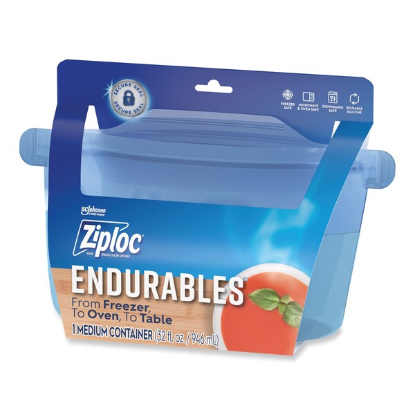 Ziploc Endurables Resusable Silicone Container, 4 Cups, 5.4 x 4.5 x 8.4, Clear, 3PK - 339969