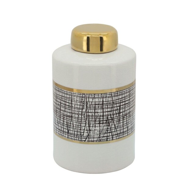Sagebrook Home 9.5 in. Jar with Lid, Gold - 15826-01