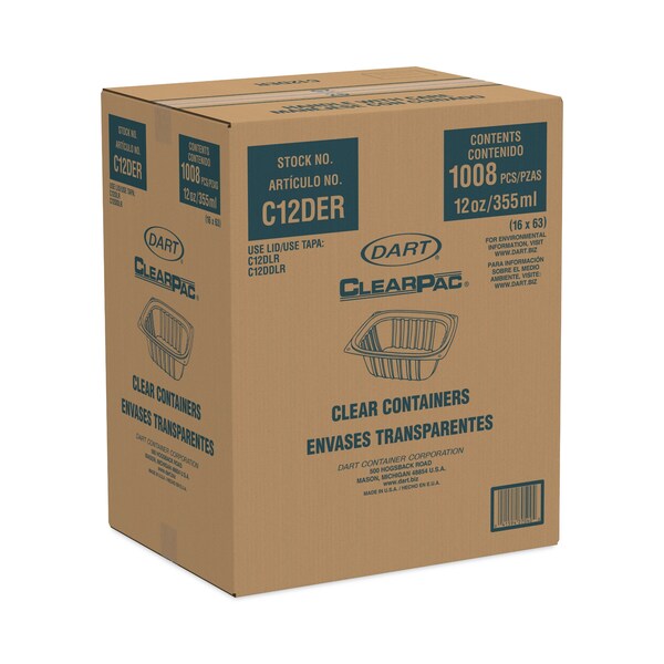Dart ClearPac Containers 12 oz 49 x 59 x 2 Clear Plastic PK1008 1008PK - C12DER