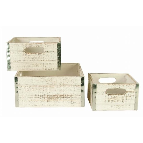 Hearthstone Furniture 8132-S3-WW Set of 3 Square distressed wood crates - HE598520