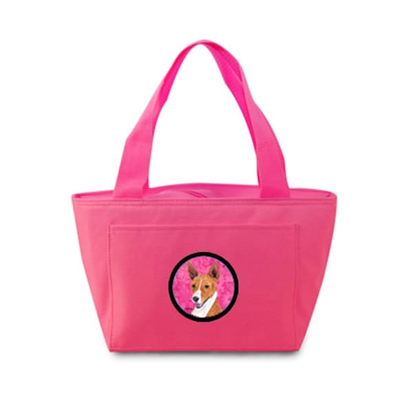 Carolines Treasures 15 x 7 in. Basenji Zippered Insulated School Washable and Stylish Lunch Bag Cooler- Pink - SC9124PK-8808