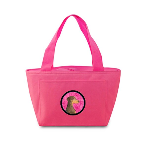 Carolines Treasures Pink Doberman Zippered Insulated School Washable And Stylish Lunch Bag Cooler - SS4755-PK-8808