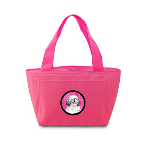 Carolines Treasures 15 x 7 in. Shih Tzu Zippered Insulated School Washable and Stylish Lunch Bag Cooler- Pink - SC9128PK-8808