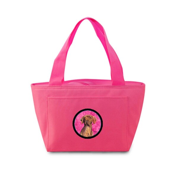 Carolines Treasures 15 x 7 in. Vizsla Zippered Insulated School Washable and Stylish Lunch Bag Cooler- Pink - SC9132PK-8808