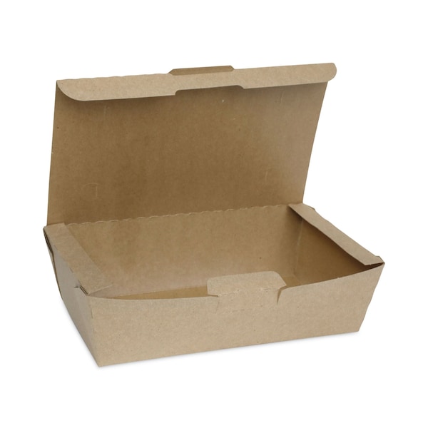 Pactiv Evergreen EarthChoice Tamper Evident OneBox Paper Box, 9.04 x 4.85 x 2.75, Kraft, PK162, 162PK - NOB04SKECTE