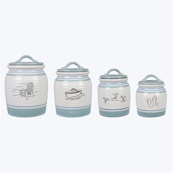 Desorden 9.5 in. Ceramic Lake Cabin Canister, 4 Piece Per Set - DE4269603