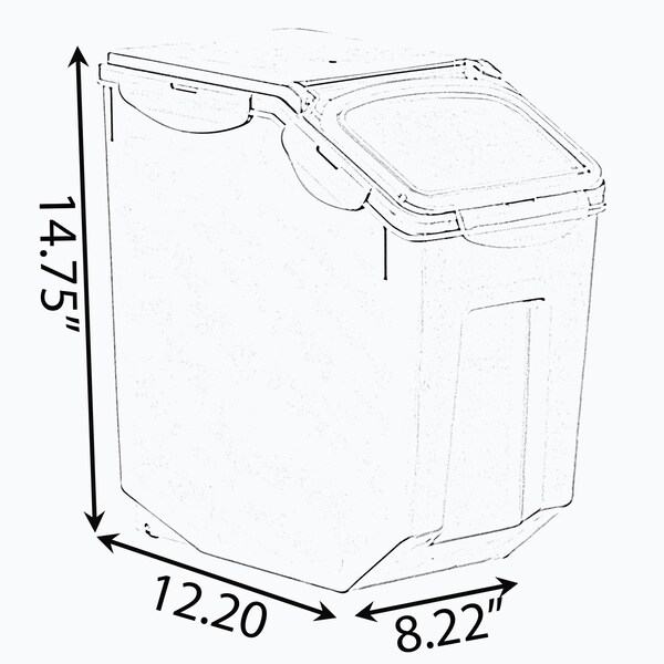 Basicwise White Plastic Storage Food Holder Containers, with a Measuring Cup and Wheels, Large, PK 2 - QI004138L.2