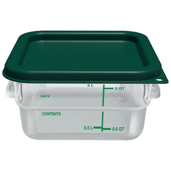 Carlisle Foodservice Squares Polycarbonate Food Storage Container, 2 qt, 7.13 x 7.13 x 3.8, Clear, Plastic - 1195007