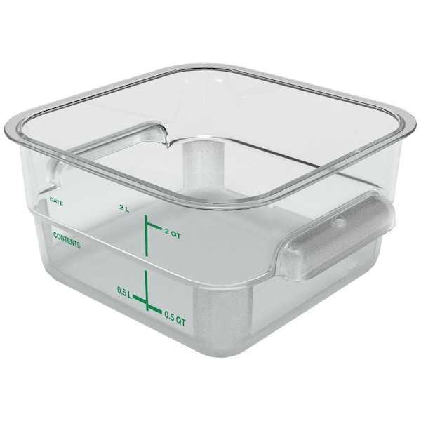 Carlisle Foodservice Squares Polycarbonate Food Storage Container, 2 qt, 7.13 x 7.13 x 3.8, Clear, Plastic - 1195007