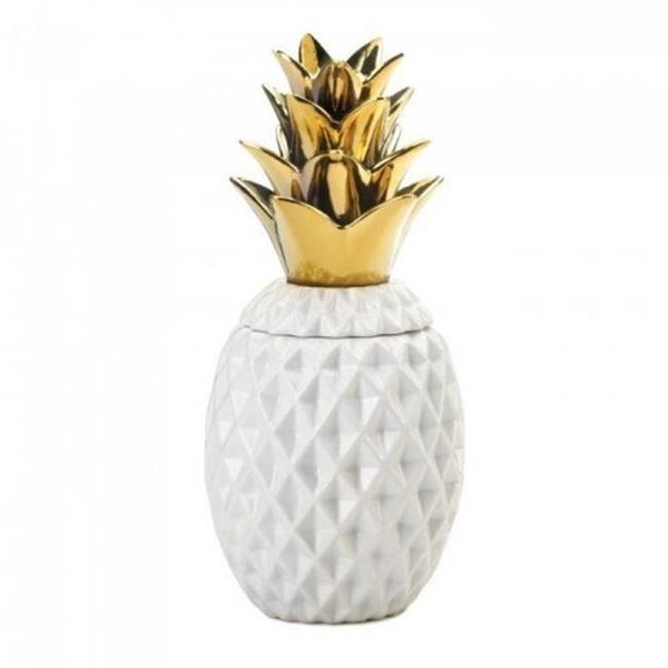 Accent Plus Accent Plus 10018753 13 in. Topped Pineapple Jar; Gold - 10018753