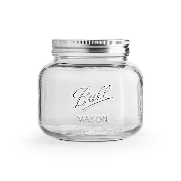 Ball Decorative Mason Jar, 64 oz, Glass/Stainless Steel - 2176669