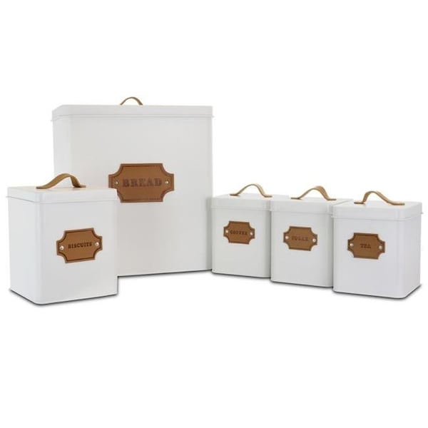 Megachef Megachef MG-415 5 Piece Kitchen Food Storage & Organization Canister Set; White - MG-415