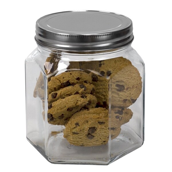 Home Basics 26 oz Small Hexagon Glass Canister, Clear - GC47604