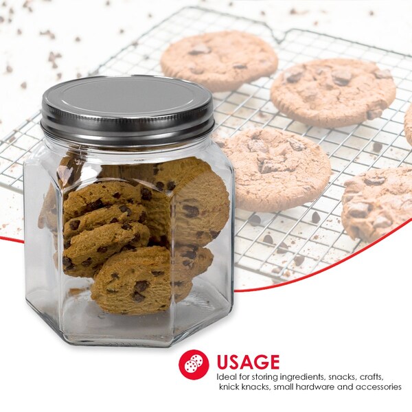 Home Basics 26 oz Small Hexagon Glass Canister, Clear - GC47604