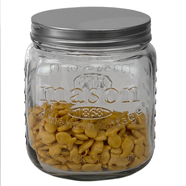 Home Basics Home Basics 90 oz. Medium Mason Glass Canister, Clear - ZOR96112