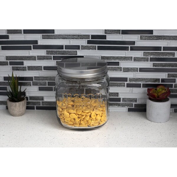 Home Basics Home Basics 90 oz. Medium Mason Glass Canister, Clear - ZOR96112