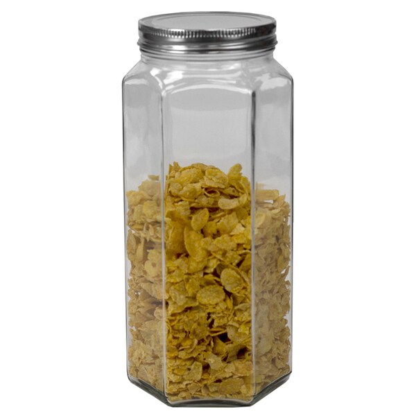 Home Basics 61 oz XLarge Hexagon Glass Canister, Clear - GC47607