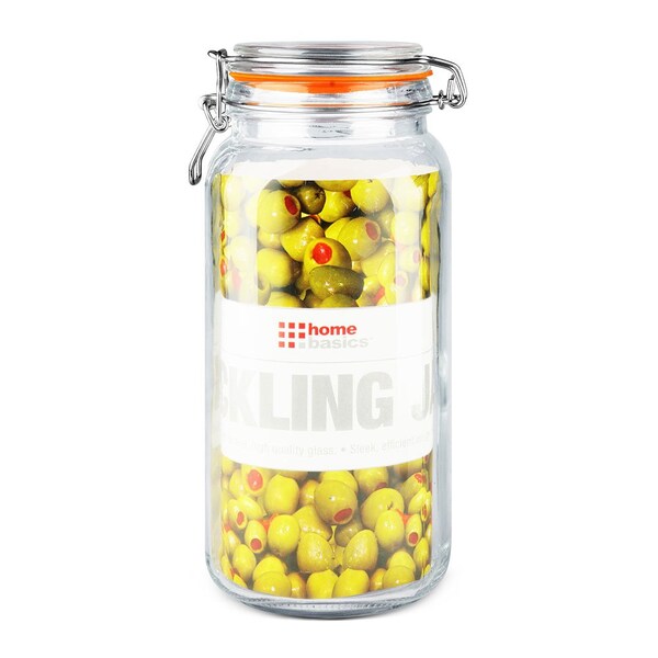 Home Basics Home Basics 67.5 oz. Glass Pickling Jar with Wire Bail Lid and Rubber Seal Gasket - ZOR96129