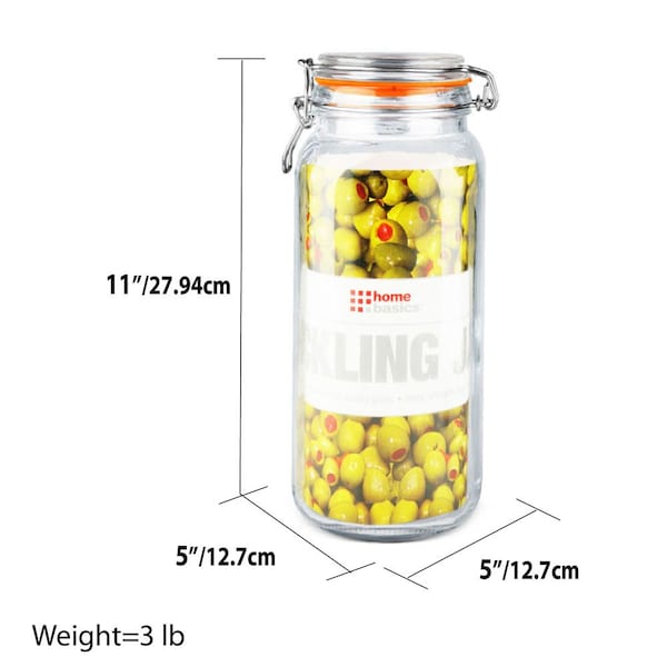 Home Basics Home Basics 67.5 oz. Glass Pickling Jar with Wire Bail Lid and Rubber Seal Gasket - ZOR96129