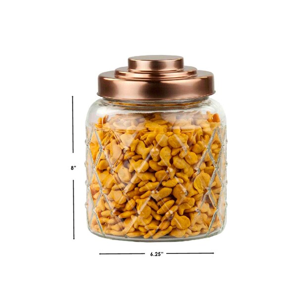 Home Basics Home Basics Small 2.6 Lt Textured Glass Jar With Gleaming Copper Top - ZOR96126