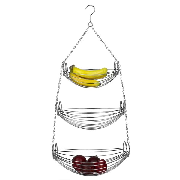 Hds Trading 3 Tier Wire Hanging Oval Fruit Basket, Black - ZOR95930