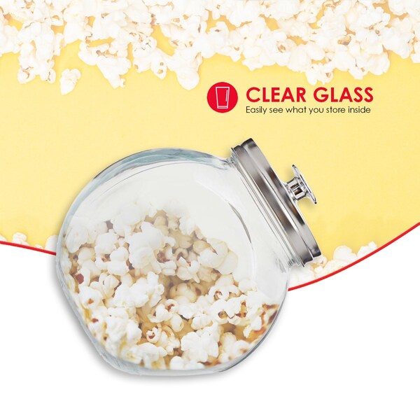 Home Basics Home Basics X-Large 131.87 oz. Round Glass Candy Storage Jar with Stainless Steel Top, Clear - ZOR96107