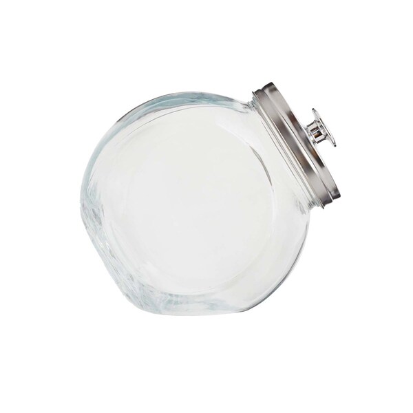 Home Basics Home Basics X-Large 131.87 oz. Round Glass Candy Storage Jar with Stainless Steel Top, Clear - ZOR96107