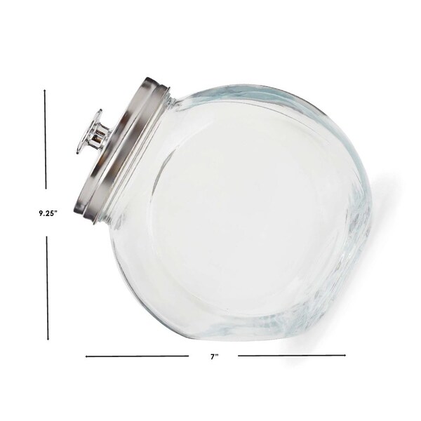 Home Basics Home Basics X-Large 131.87 oz. Round Glass Candy Storage Jar with Stainless Steel Top, Clear - ZOR96107