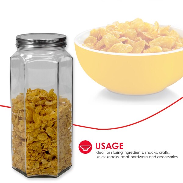 Home Basics Home Basics 61 oz. X-Large Hexagon Glass Canister, Clear - ZOR96111