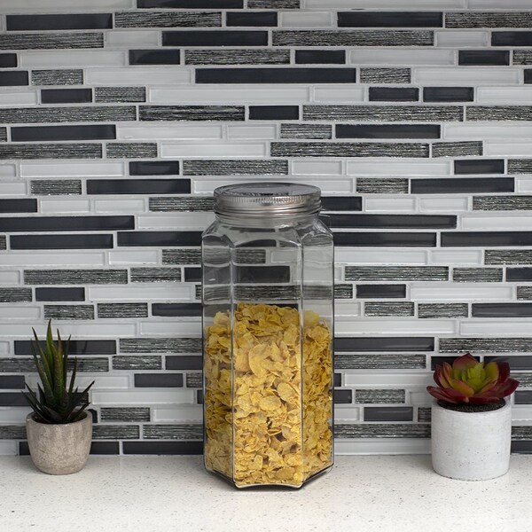 Home Basics Home Basics 61 oz. X-Large Hexagon Glass Canister, Clear - ZOR96111