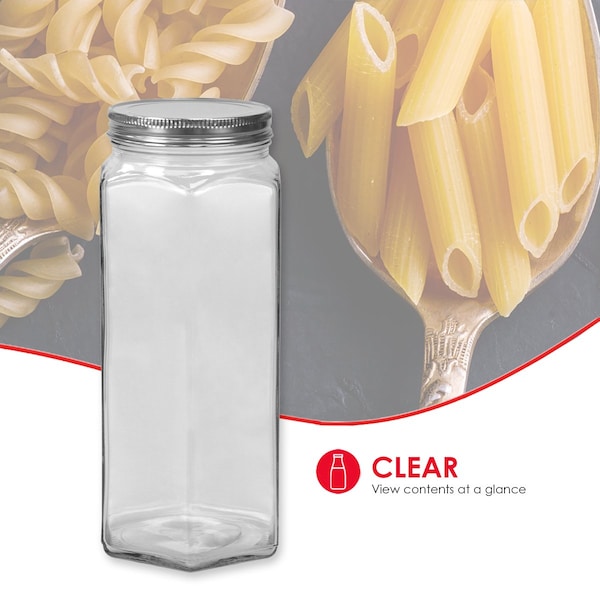 Home Basics Home Basics 61 oz. X-Large Hexagon Glass Canister, Clear - ZOR96111
