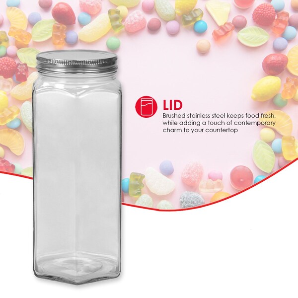 Home Basics Home Basics 61 oz. X-Large Hexagon Glass Canister, Clear - ZOR96111