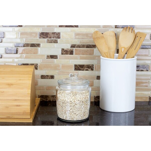 Home Basics Home Basics Renaissance Collection Small 1 Lt Glass Jar with Easy Grab Knob Handles, Clear - ZOR96116