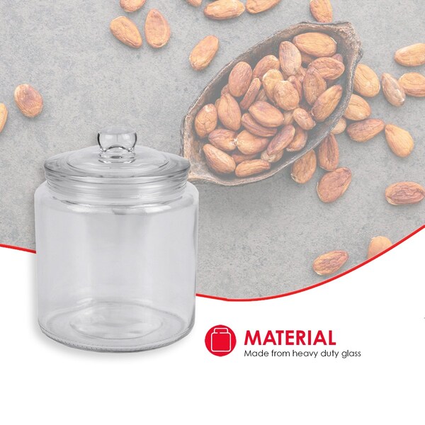 Home Basics Home Basics Renaissance Collection Small 1 Lt Glass Jar with Easy Grab Knob Handles, Clear - ZOR96116
