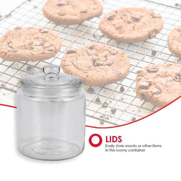 Home Basics Home Basics Renaissance Collection Small 1 Lt Glass Jar with Easy Grab Knob Handles, Clear - ZOR96116