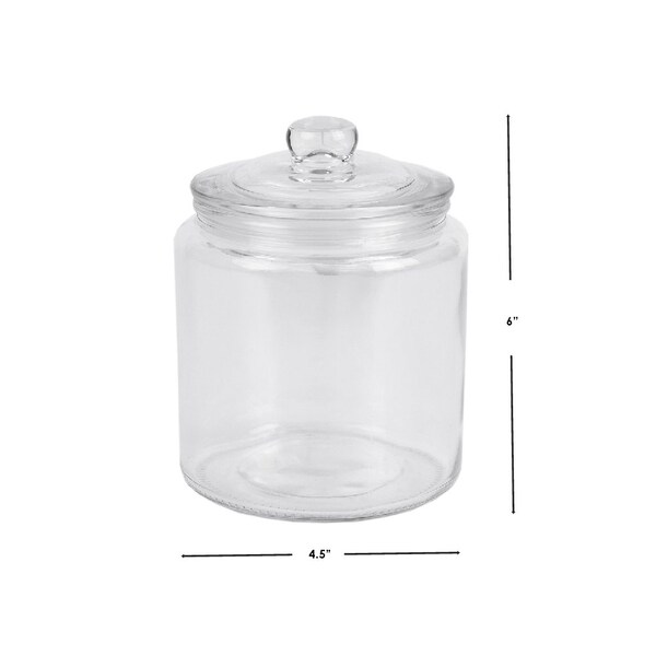 Home Basics Home Basics Renaissance Collection Small 1 Lt Glass Jar with Easy Grab Knob Handles, Clear - ZOR96116