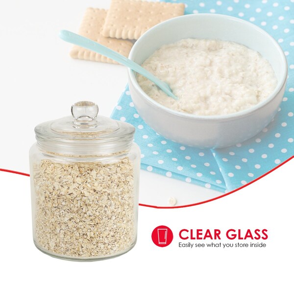 Home Basics Home Basics Renaissance Collection Small 1 Lt Glass Jar with Easy Grab Knob Handles, Clear - ZOR96116