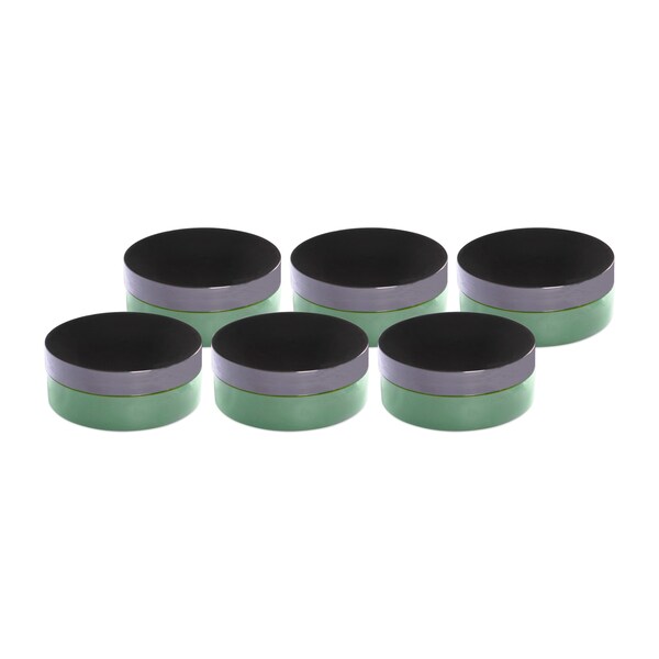 E-Living Store DII Pet 6 Oz Round Green Jar With Black Lid, 6PK - FBA43863