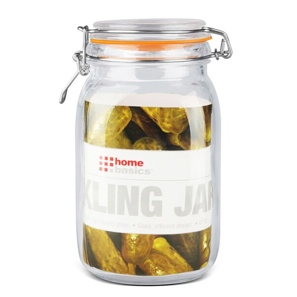 Home Basics Home Basics 47 oz. Glass Pickling Jar with Wire Bail Lid and Rubber Seal Gasket - ZOR96127