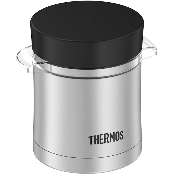 Thermos Stainless Steel Food Jar w/Micro Container, 12oz., Stainless Steel/Black - TS3200TRI6