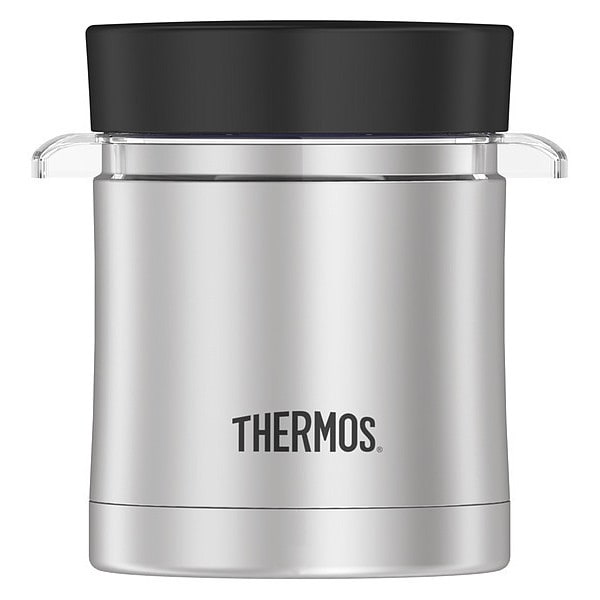 Thermos Stainless Steel Food Jar w/Micro Container, 12oz., Stainless Steel/Black - TS3200TRI6
