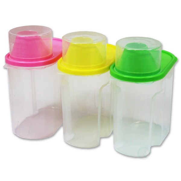 Basicwise Small BPA-Free Food Storage Containers with Lid - Set of 3 in Green, Pink, and Yellow - QI003216.3S