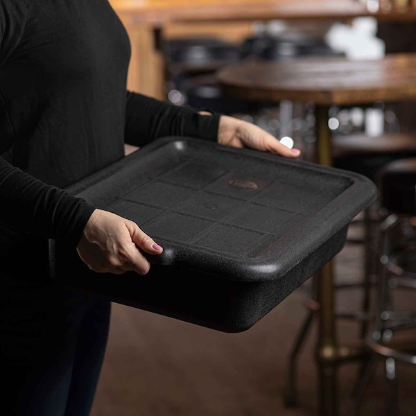 Tablecraft Bus Tub/ Tote Cover, 22"X16"X1", Hipp, Blk - 1531B